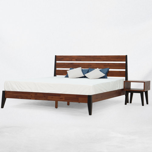 Acacia Emery 2Piece Bedroom Set Solid Wood Bed Frame with High